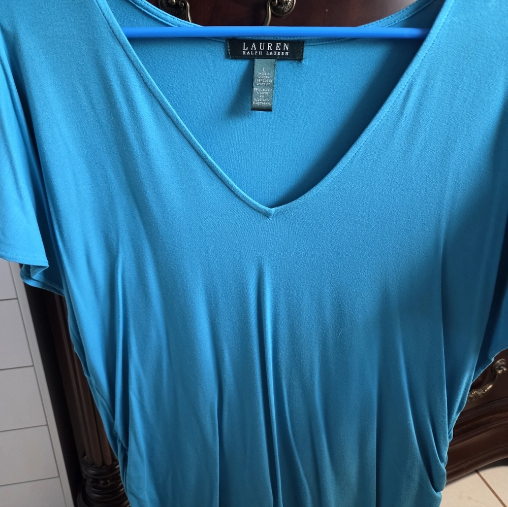 Ralph Lauren Turquoise V-Neck Tee